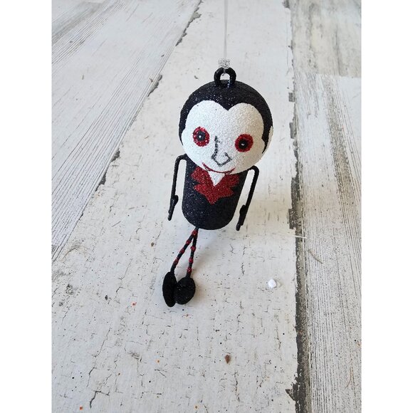 Pier 1 glitter Dracula metal ornament Halloween jointed decor sparkle rare - Picture 1 of 7